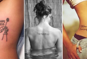 Exemple de tatouage avec des phrases sur le corps d'une femme
