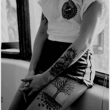 Tatouage cuisse femme : 30+ idées de tatouages et leurs significations 318