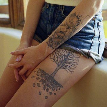 Tatouage cuisse femme : 30+ idées de tatouages et leurs significations 344